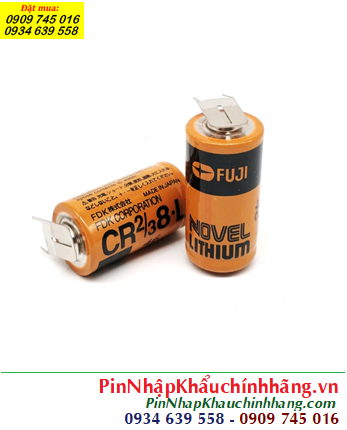 FUJI CR2/3 8.L (chân thép hàn), Pin nuôi nguồn PLC FUJI CR2/3 8.L lithium 3v 2000mAh, Xuất xứ NHẬT 